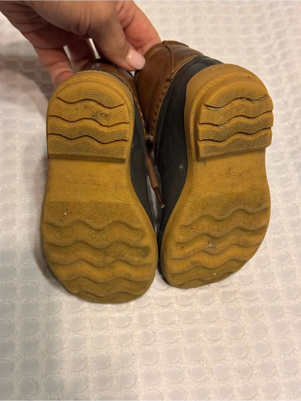Sperry Kids Brown Leather and Black Rubber Duck Boots